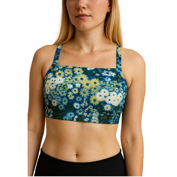 OFFLINE by Aerie 3D Square Neck Sports Bra Blue Path Adjustable Straps XS NWT - Picture 1 of 8